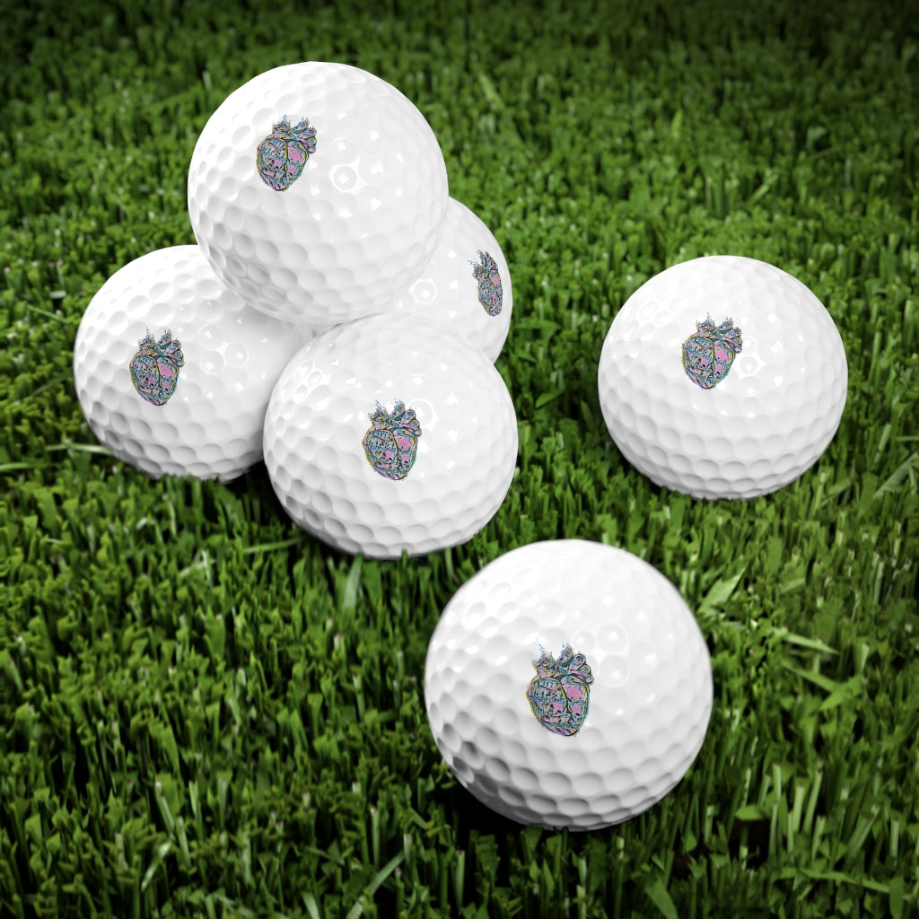 Rainbow Heart Golf Balls, 6pcs