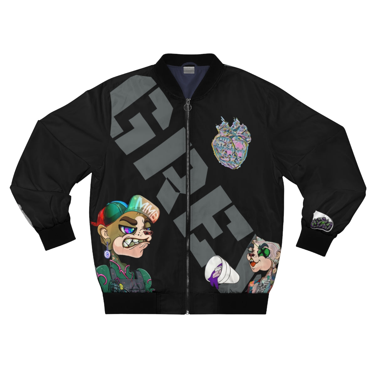 Grey_hart NFT Bomber Jacket Black