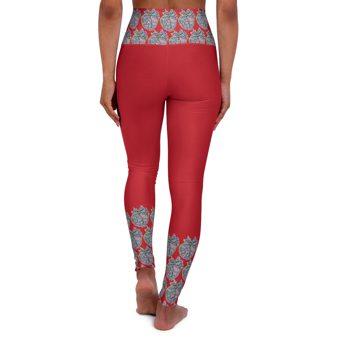 Rainbow Heart Pattern Leggings (Red)