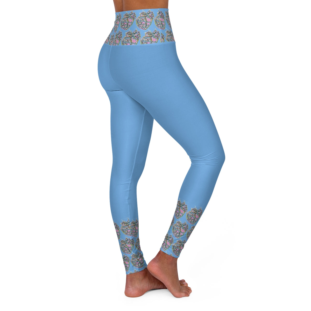 Rainbow Heart Pattern Leggings (Blue)