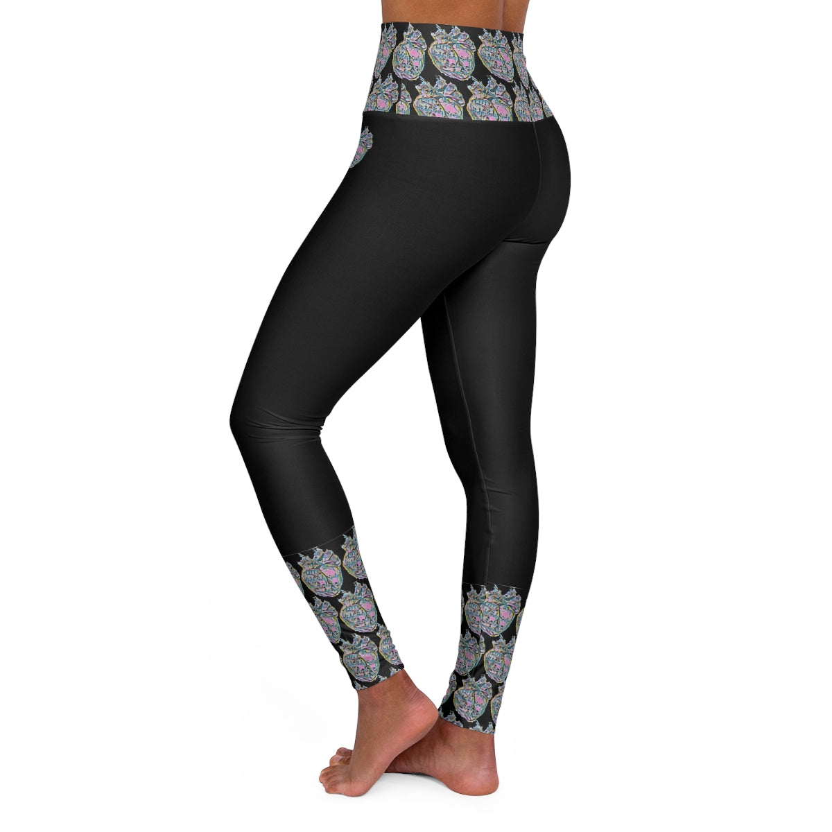 Rainbow Heart Pattern Leggings (Black)