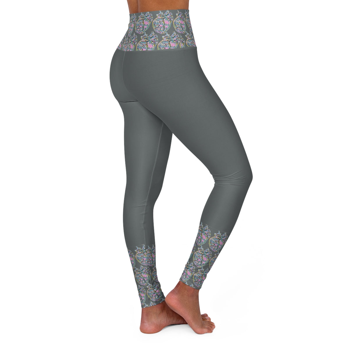 Rainbow Heart Pattern Leggings (Grey)