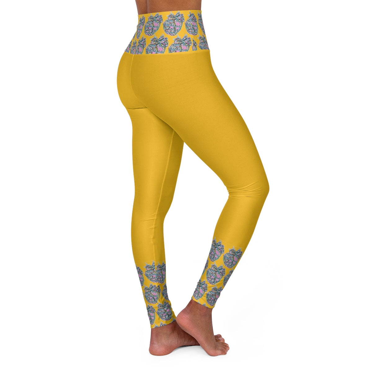 Rainbow Heart Pattern Leggings (Yellow)