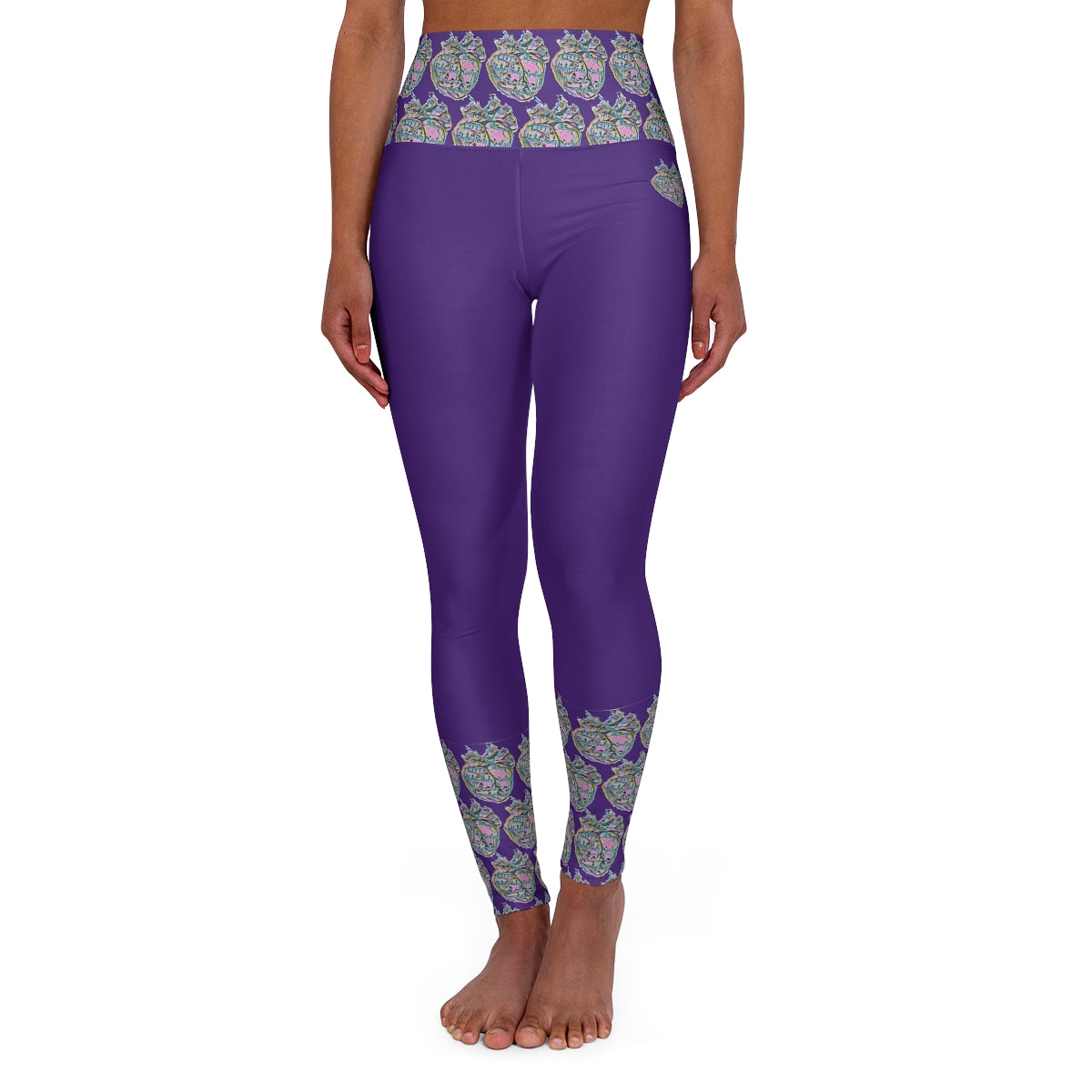 Rainbow Heart Pattern Leggings (purple)