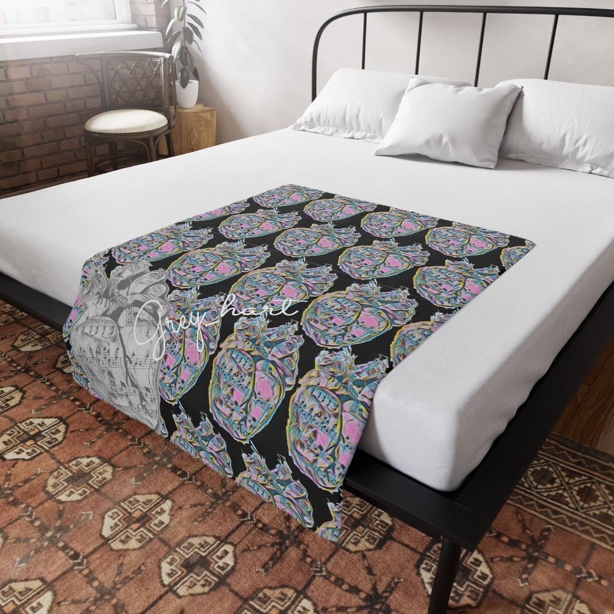 Grey_hart Fleece Blanket