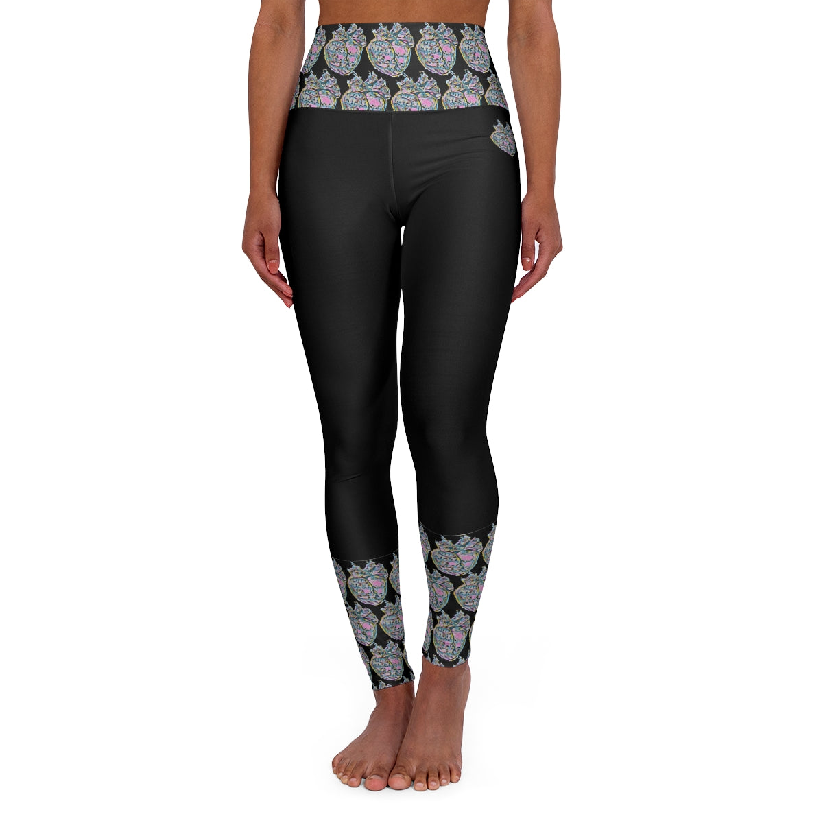 Rainbow Heart Pattern Leggings (Black)