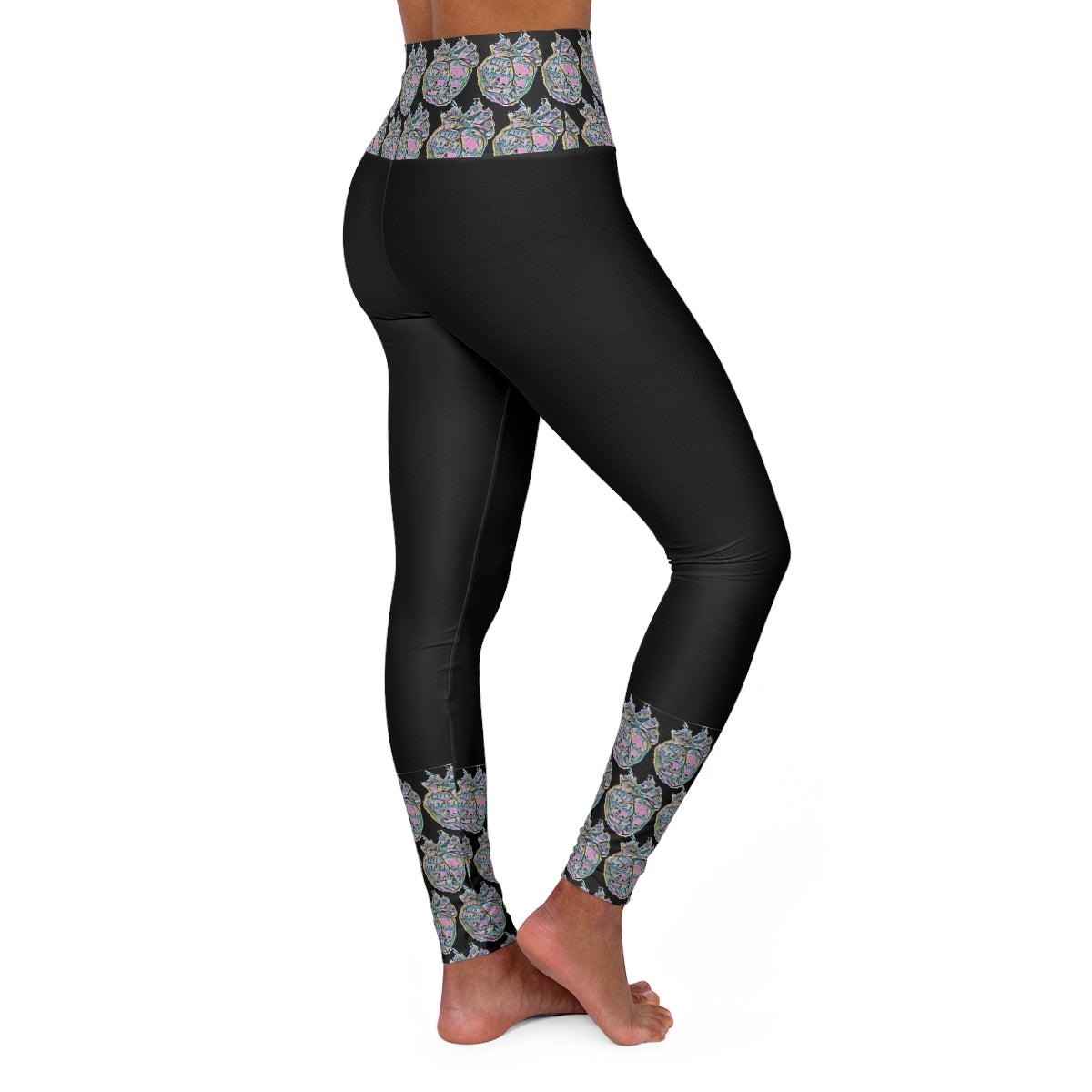 Rainbow Heart Pattern Leggings (Black)