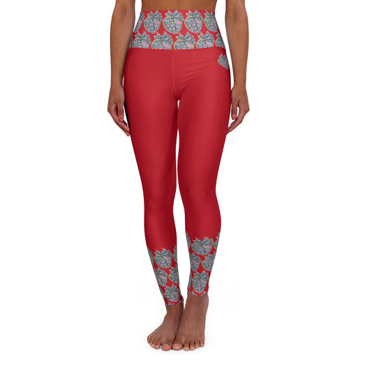 Rainbow Heart Pattern Leggings (Red)