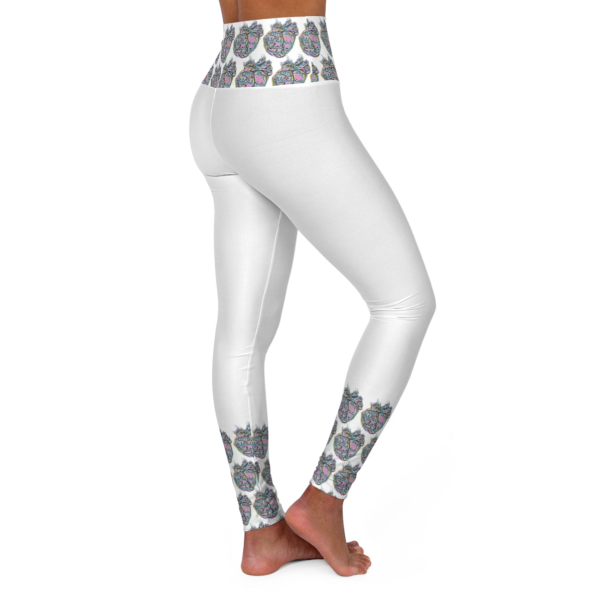 Rainbow Heart Pattern Leggings (White)