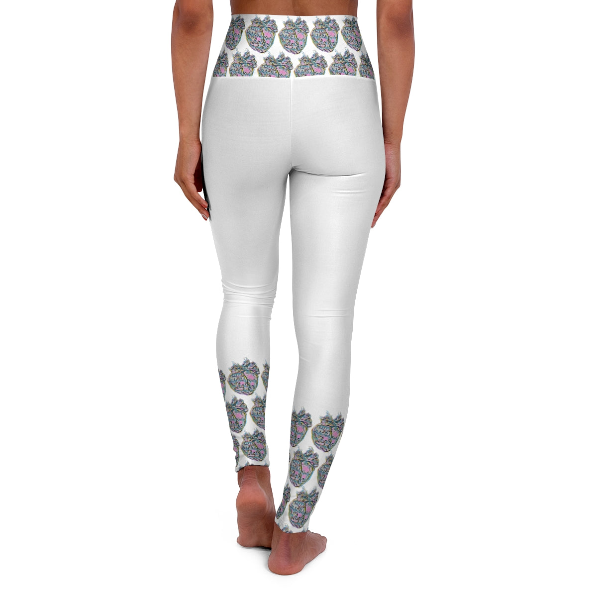 Rainbow Heart Pattern Leggings (White)