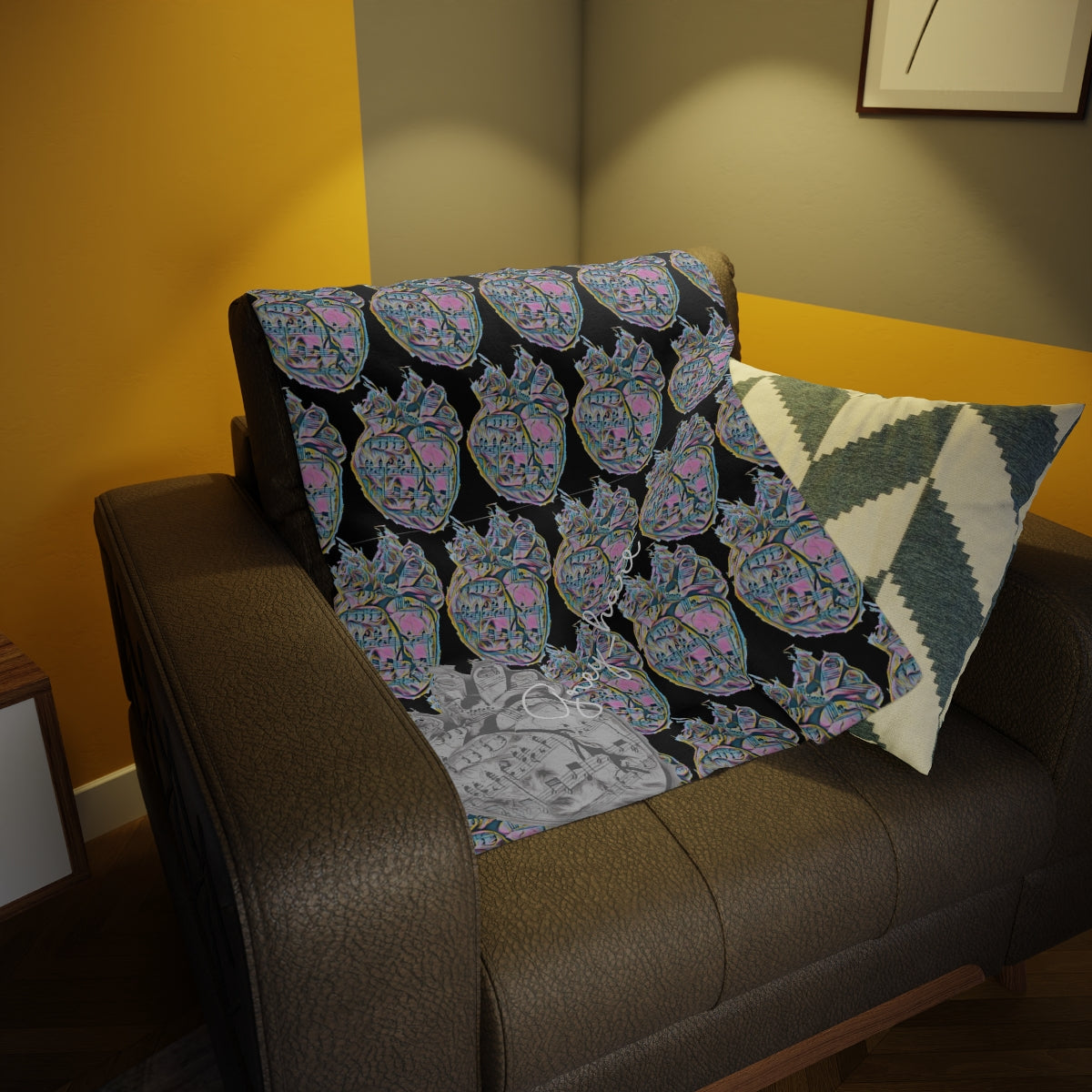 Grey_hart Fleece Blanket