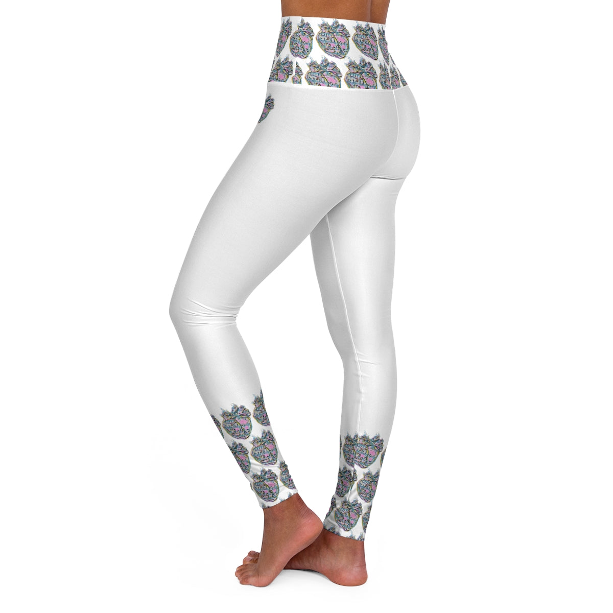 Rainbow Heart Pattern Leggings (White)