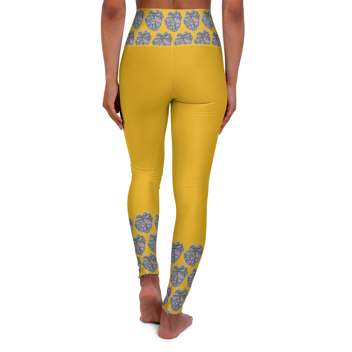 Rainbow Heart Pattern Leggings (Yellow)