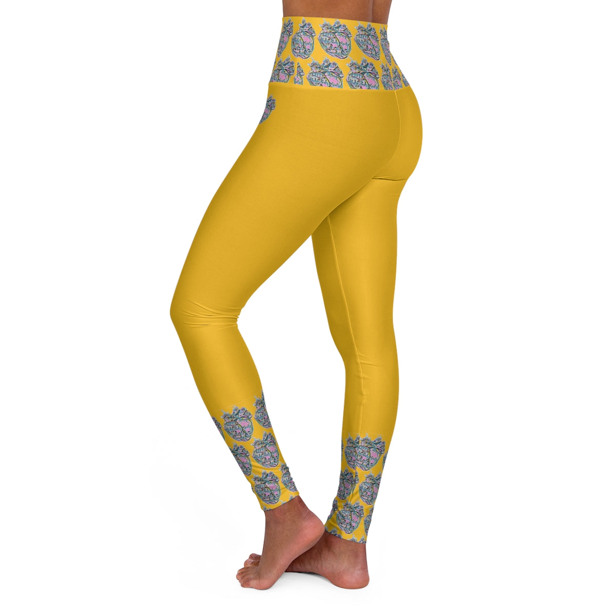 Rainbow Heart Pattern Leggings (Yellow)