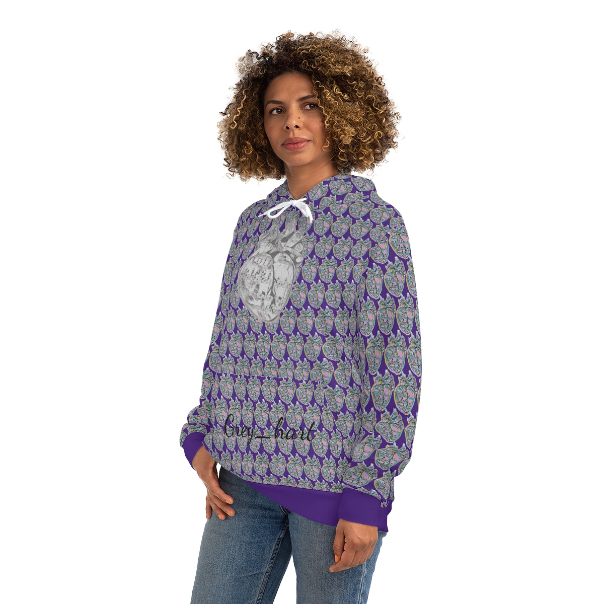 Purple Grey_hart pattern Hoodie