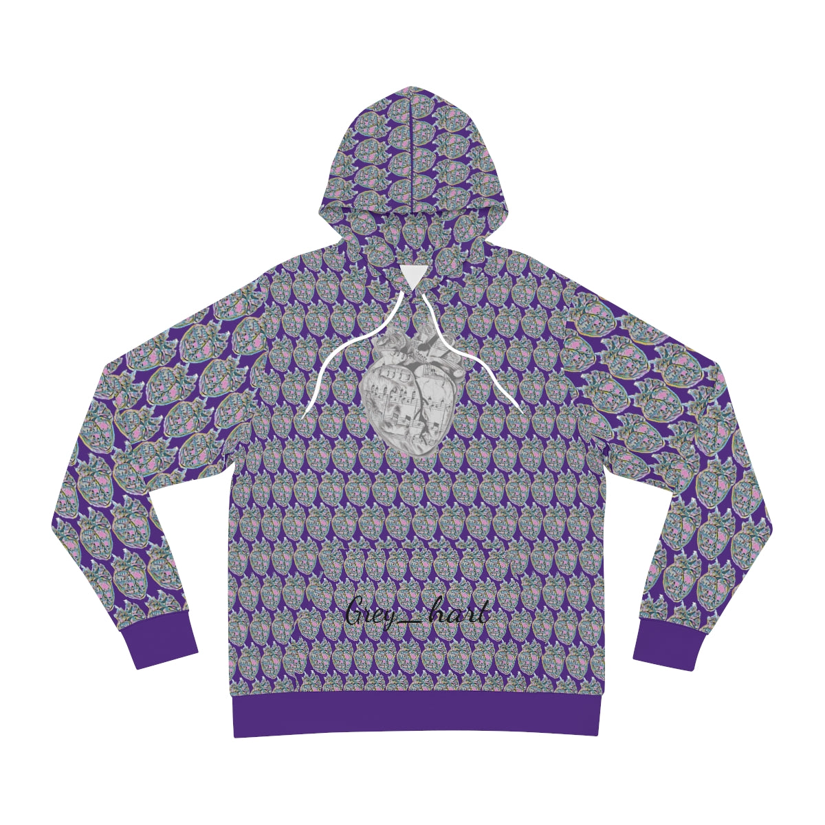 Purple Grey_hart pattern Hoodie