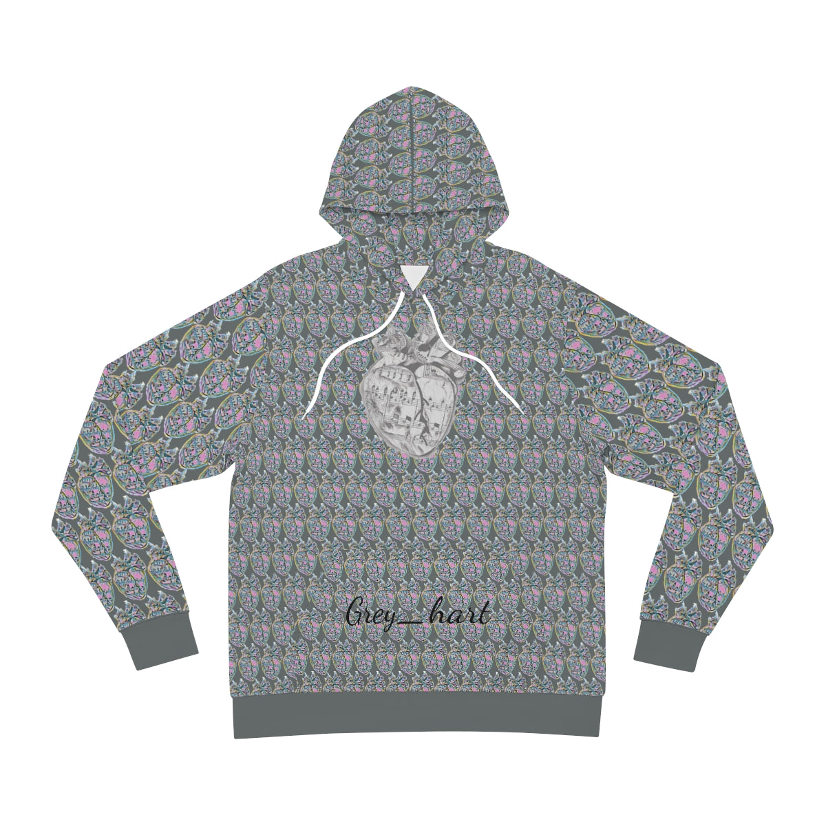 Grey Grey_hart pattern Hoodie