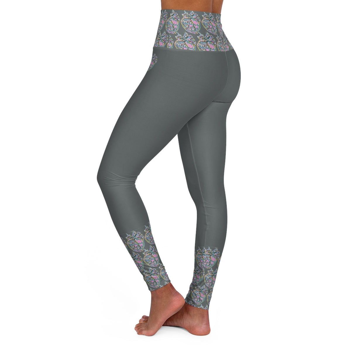 Rainbow Heart Pattern Leggings (Grey)