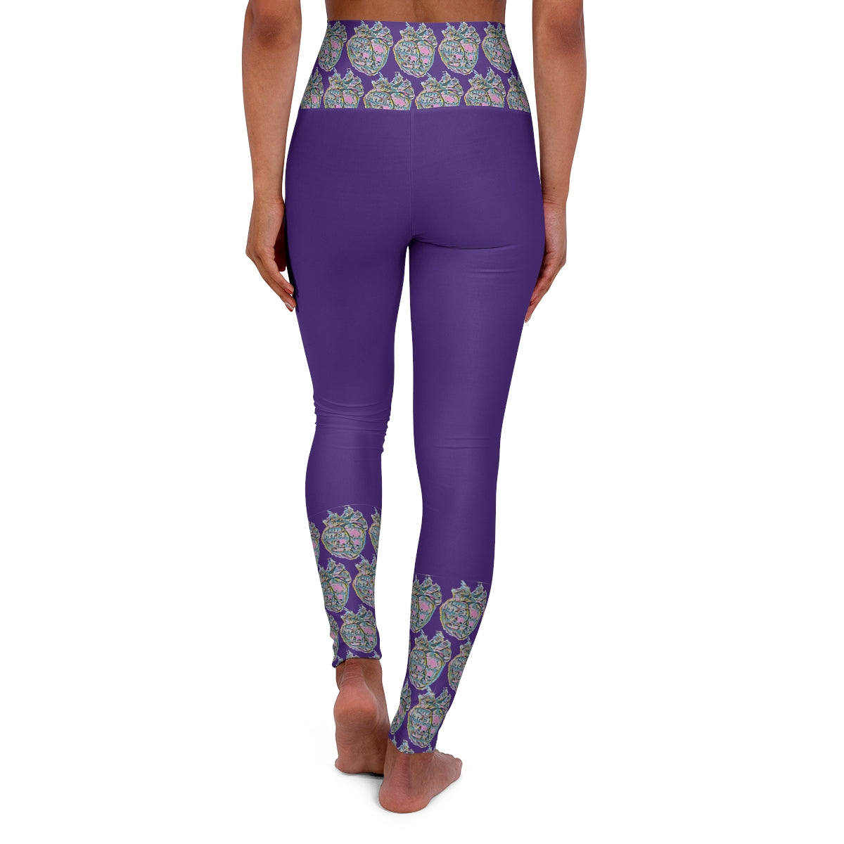 Rainbow Heart Pattern Leggings (purple)