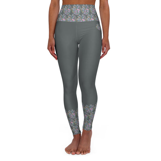 Rainbow Heart Pattern Leggings (Grey)