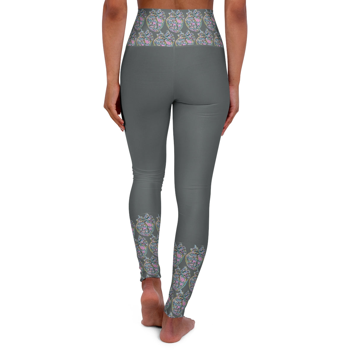 Rainbow Heart Pattern Leggings (Grey)