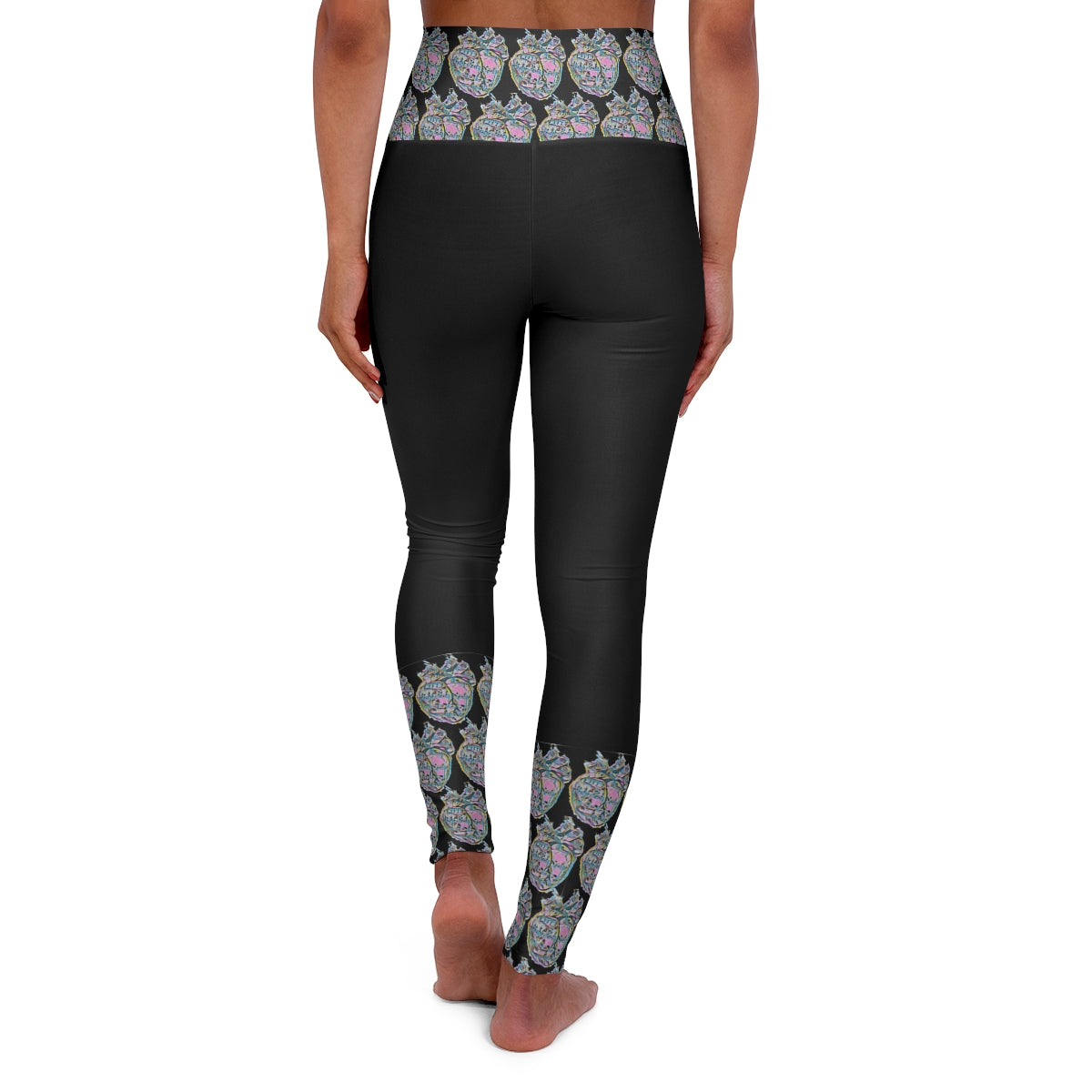 Rainbow Heart Pattern Leggings (Black)