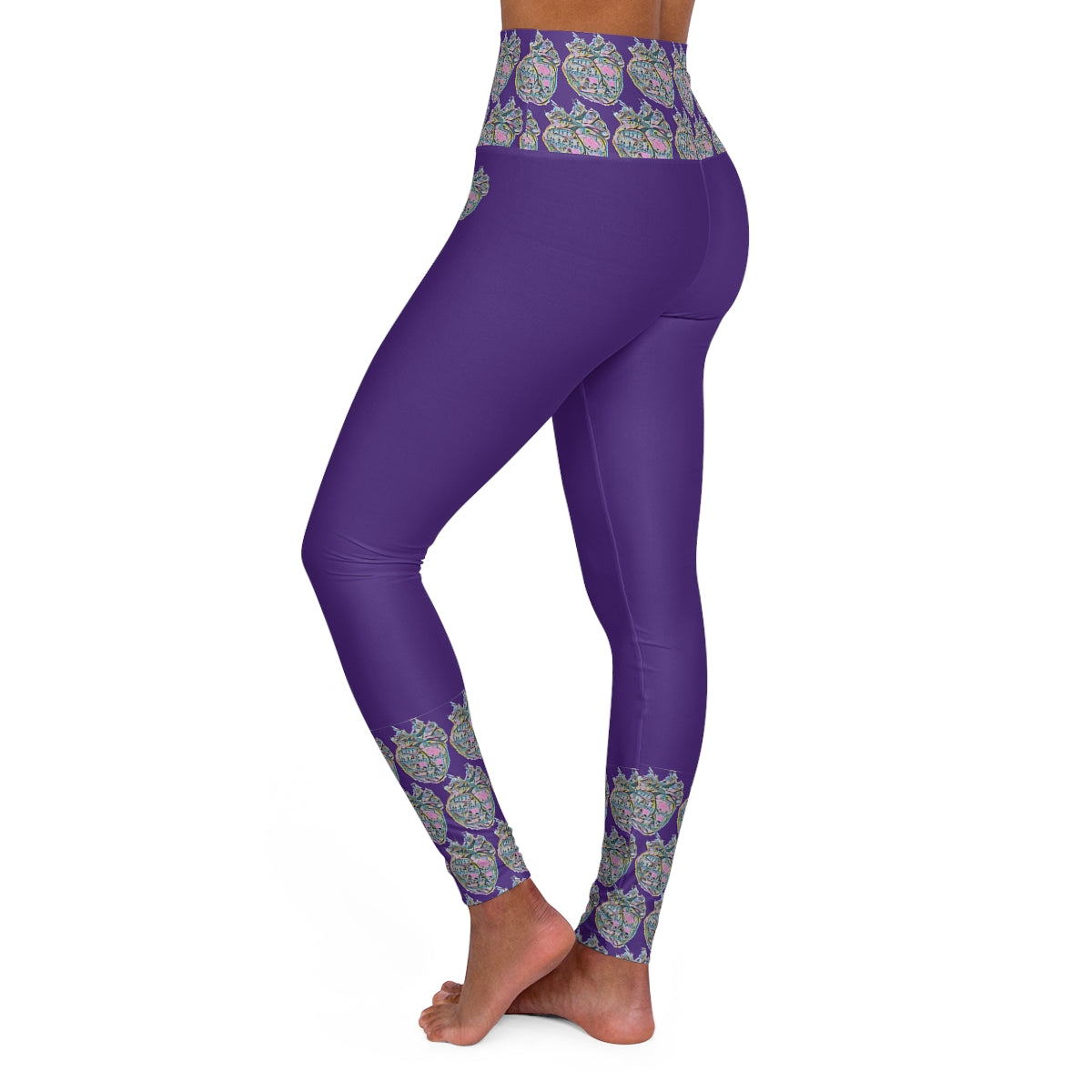 Rainbow Heart Pattern Leggings (purple)