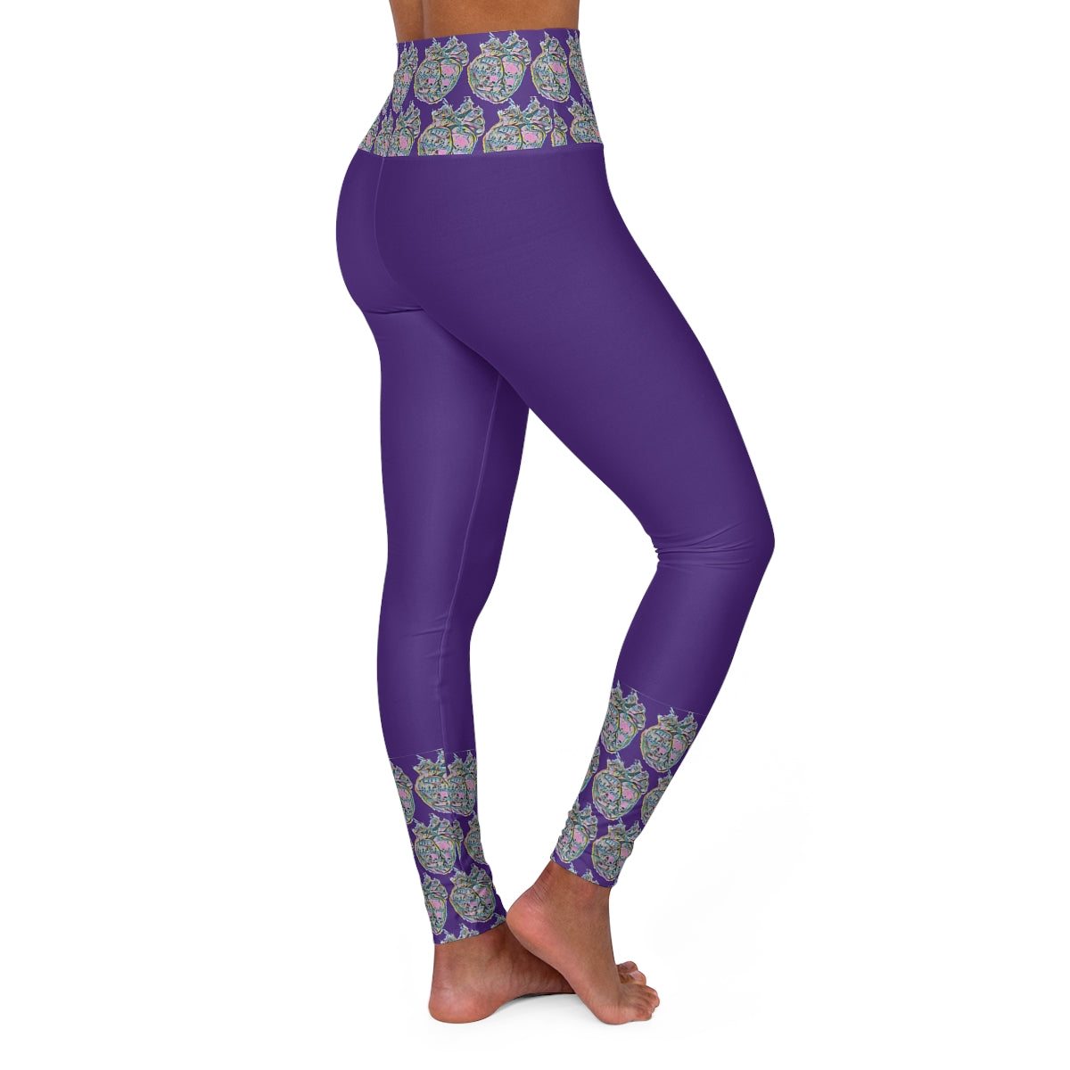 Rainbow Heart Pattern Leggings (purple)