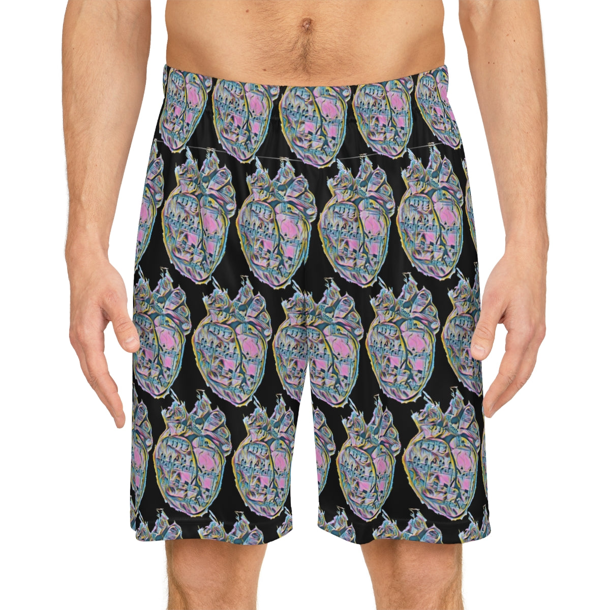 Rainbow Heart Pattern Shorts