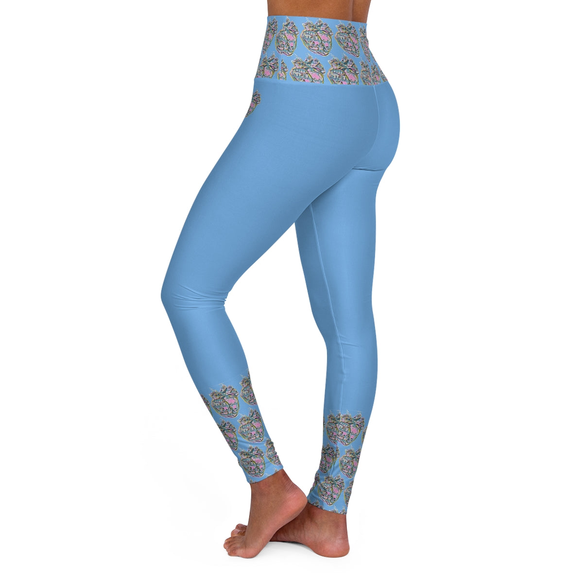 Rainbow Heart Pattern Leggings (Blue)