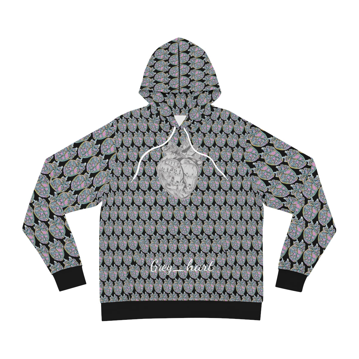 Black Grey_hart pattern Hoodie