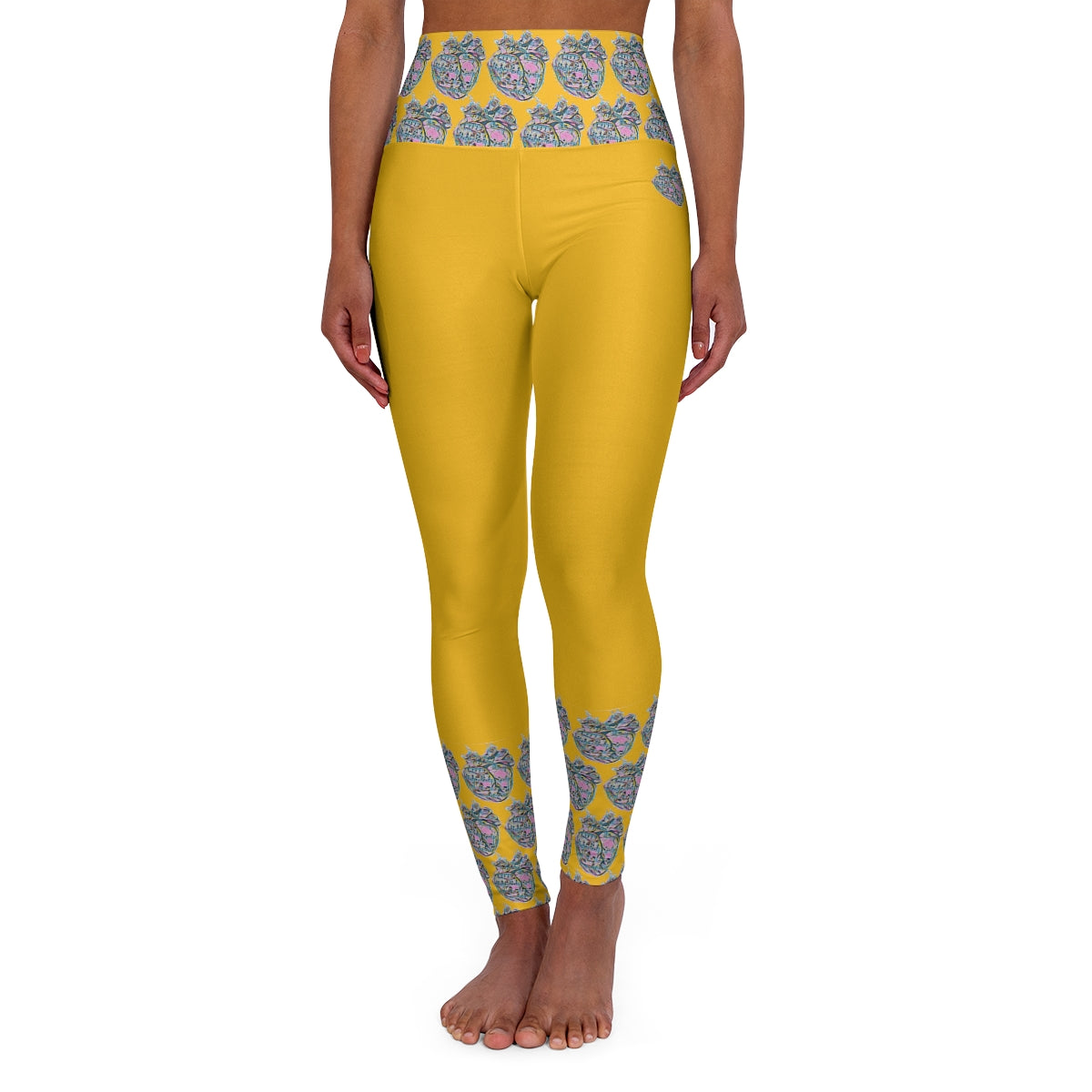 Rainbow Heart Pattern Leggings (Yellow)